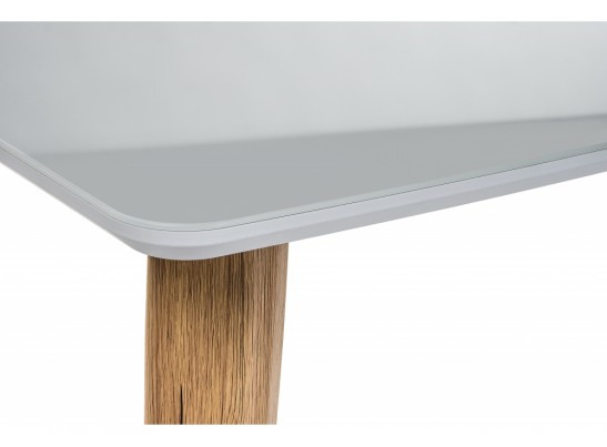 Стеклянный стол Серсея белый / дуб монтана в Каменске-Уральском