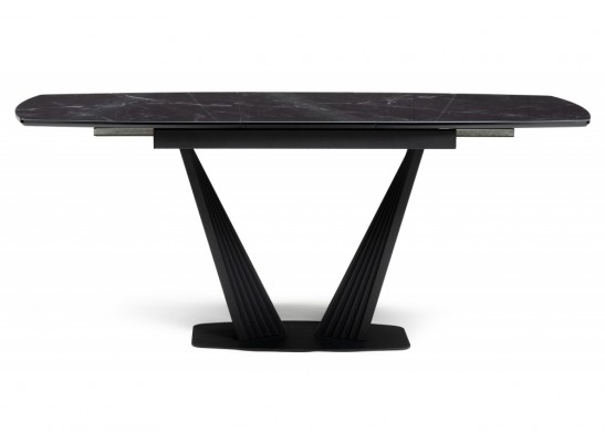 Стеклянный стол Вейл 140(180)х80 черный мрамор / черный в Каменске-Уральском