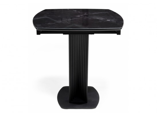 Стеклянный стол Вейл 140(180)х80 черный мрамор / черный в Каменске-Уральском