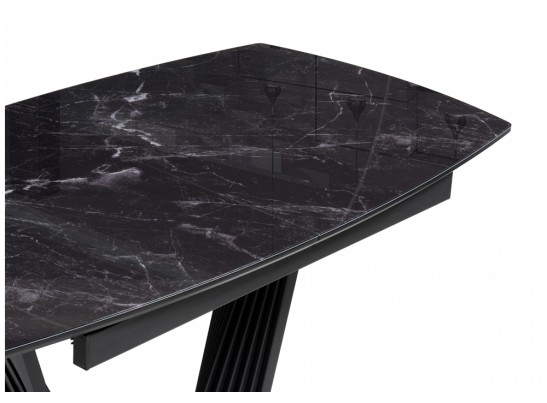 Стеклянный стол Вейл 140(180)х80 черный мрамор / черный в Каменске-Уральском