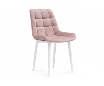 Стул на металлокаркасе Челси велюр розовый / белый