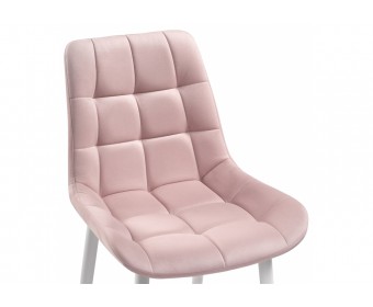 Стул на металлокаркасе Челси велюр розовый / белый