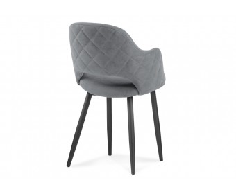 Стул на металлокаркасе Гутрид прошивка ромбы сзади серый / черный каркас без складок