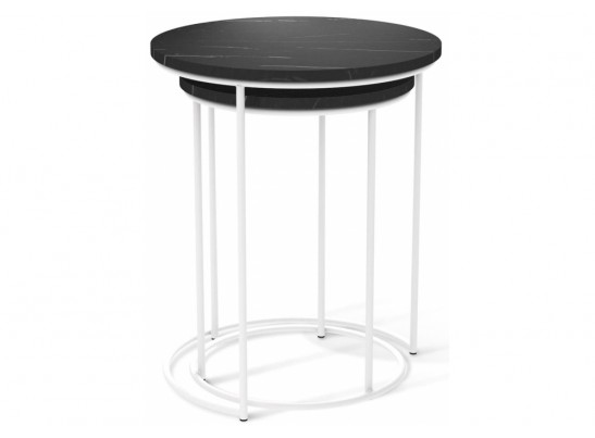 Журнальный столик Sheffilton SHT-CT7 камень пьетра черный / белый муар в Каменске-Уральском