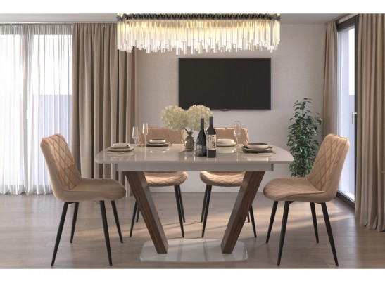 Стул на металлокаркасе Баодин бежевый / черный в Каменске-Уральском