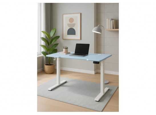 Компьютерный стол Маркос 140х80 голубой / белый в Каменске-Уральском