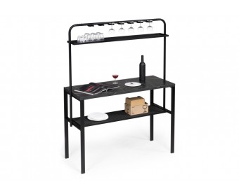 Барный стол Нари 120х50х171 файерстоун / черный матовый