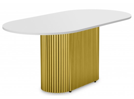 Деревянный стол Барон О 200 х 90 белая пленка шагрень / золотые ноги
