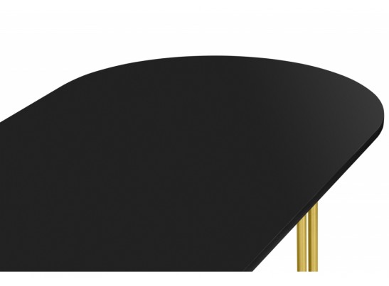 Деревянный стол Хьюго О 180 х 90 черная шагрень пленка / золотые ноги в Каменске-Уральском