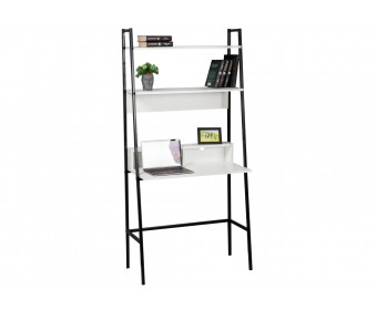 Письменный стол Минден с надстройкой 84х42,4х175 белое тиснение / черный