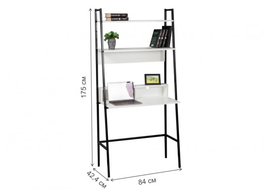 Письменный стол Минден с надстройкой 84х42,4х175 белое тиснение / черный в Каменске-Уральском