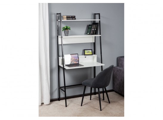 Письменный стол Минден с надстройкой 84х42,4х175 белое тиснение / черный в Каменске-Уральском