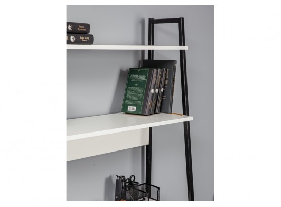 Письменный стол Минден с надстройкой 84х42,4х175 белое тиснение / черный в Каменске-Уральском