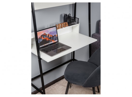 Письменный стол Минден с надстройкой 84х42,4х175 белое тиснение / черный в Каменске-Уральском