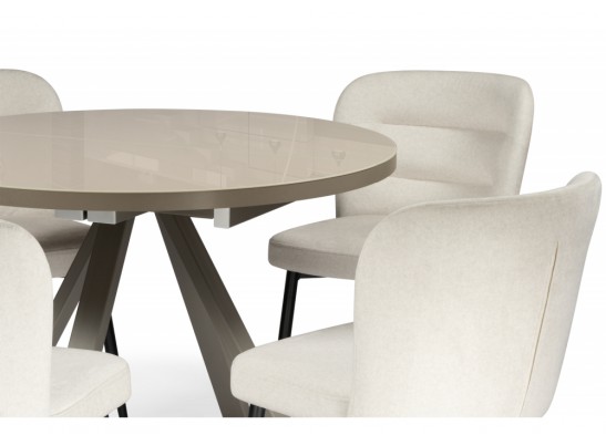 Стеклянный стол Барри D100 раздвижной латте / капучино в Каменске-Уральском