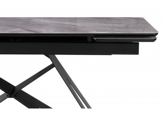 Стеклянный стол Блэкберн 140(200)х80х75 серый мрамор / черный в Каменске-Уральском