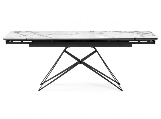 Стеклянный стол Блэкберн 160(220)х90 белый мрамор / черный в Каменске-Уральском