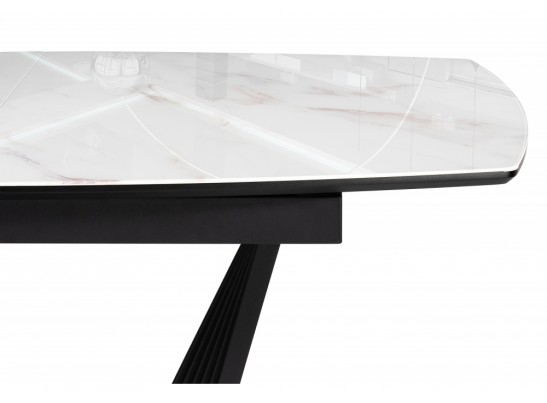 Стеклянный стол Риполь 140(180)х80 белый мрамор / черный в Каменске-Уральском