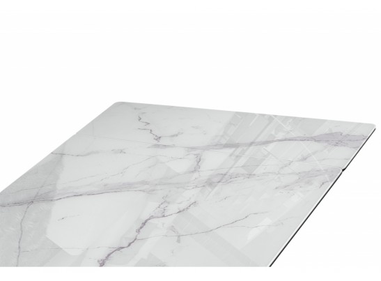 Стеклянный стол Вейв 140(200)х80 кристл белый мрамор / черный