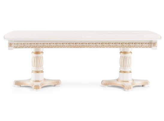 Деревянный стол Морнит 220(320)х110 молочный / золото в Каменске-Уральском