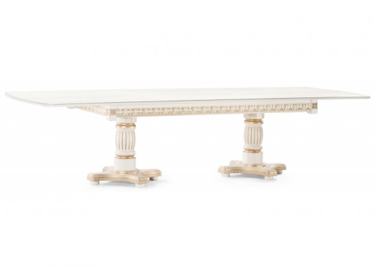 Деревянный стол Морнит 220(320)х110 молочный / золото в Каменске-Уральском