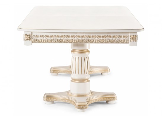 Деревянный стол Морнит 220(320)х110 молочный / золото в Каменске-Уральском