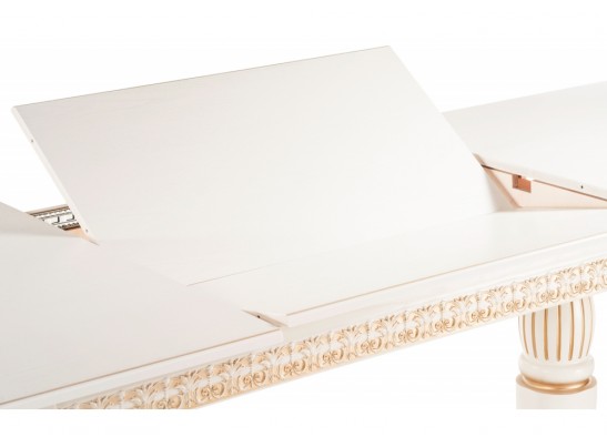 Деревянный стол Морнит 220(320)х110 молочный / золото в Каменске-Уральском