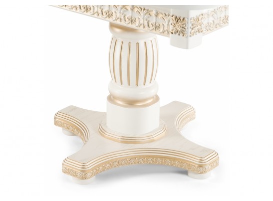 Деревянный стол Морнит 220(320)х110 молочный / золото в Каменске-Уральском