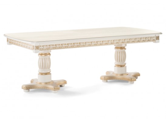 Деревянный стол Морнит 220(320)х110 молочный / золото в Каменске-Уральском