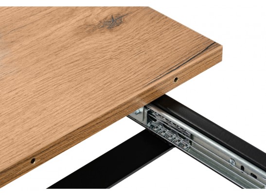 Деревянный стол Колон Лофт 120(160)х75 черный матовый / дуб крафт табачный в Каменске-Уральском