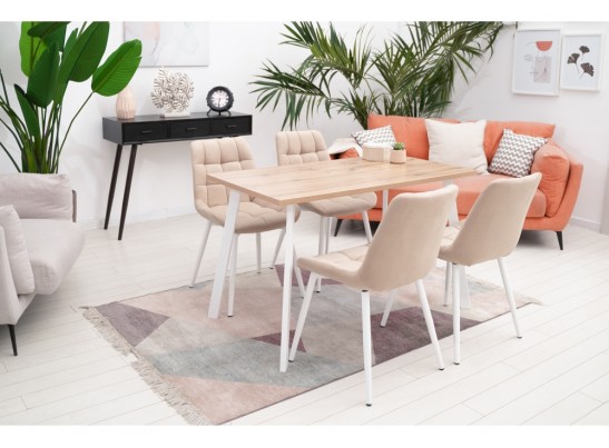 Стол Тринити Лофт 120 25 мм дуб делано светлый / белый матовый в Каменске-Уральском