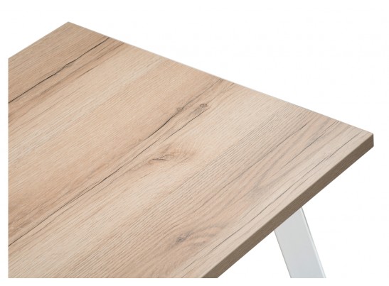 Стол Тринити Лофт 140х80х75 25 мм дуб делано светлый / белый матовый в Каменске-Уральском