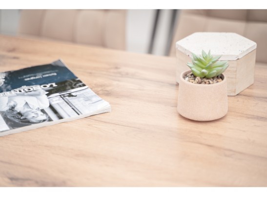 Стол Тринити Лофт 140х80х75 25 мм дуб делано светлый / белый матовый в Каменске-Уральском