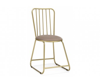 Стул на металлокаркасе Лирион бежевый велюр / золото