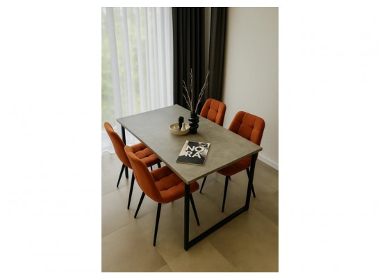 Деревянный стол Лиман 117 (157) x 77 бетон светлый / черный матовый в Каменске-Уральском