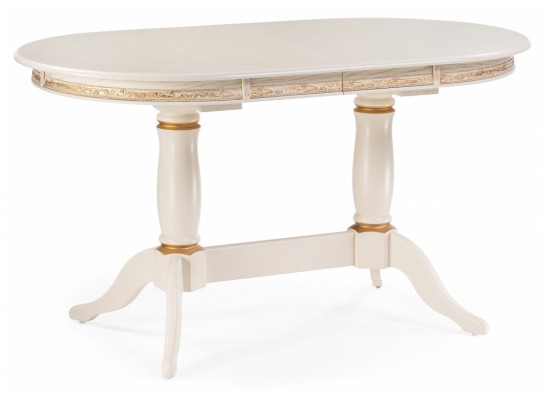 Деревянный стол Джил 140(180)х80х78 слоновая кость с золотой патиной в Каменске-Уральском