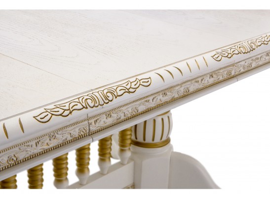 Деревянный стол Кантри 160(200-240)х107х78 молочный с золотой патиной в Каменске-Уральском