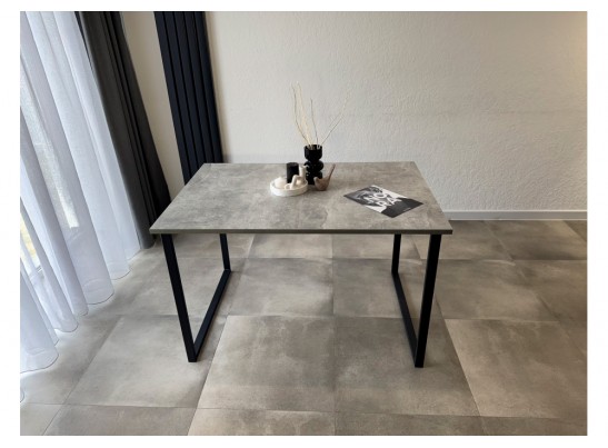 Деревянный стол Лиман 117 (157) x 77 бетон светлый / черный матовый в Каменске-Уральском