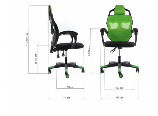 Компьютерное кресло Knight черное / зеленое в Каменске-Уральском