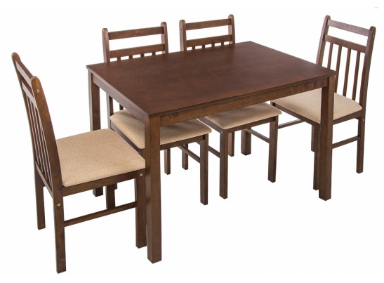 Обеденная группа Ludon (стол и 4 стула) espresso / beige в Каменске-Уральском