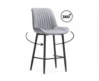Полубарный стул Вейв вращающийся светло-серый velutto 52 / черный каркас
