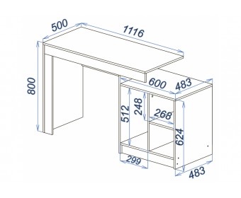 Компьютерный стол Модена белый / графит