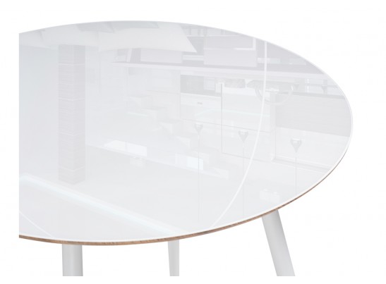 Стеклянный стол Абилин 100х76 ультра белое стекло / дуб вотан / белый матовый в Каменске-Уральском