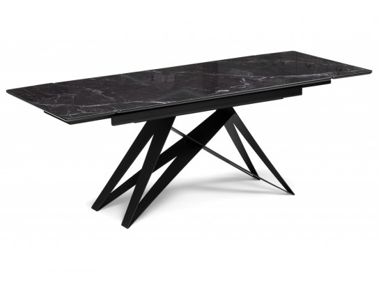 Стеклянный стол Блэкберн 140(200)х80 черный мрамор / черный в Каменске-Уральском