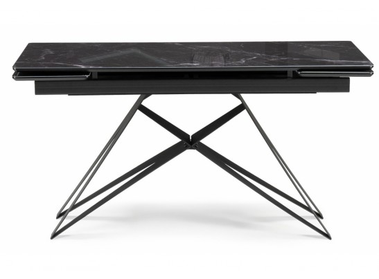 Стеклянный стол Блэкберн 140(200)х80 черный мрамор / черный в Каменске-Уральском