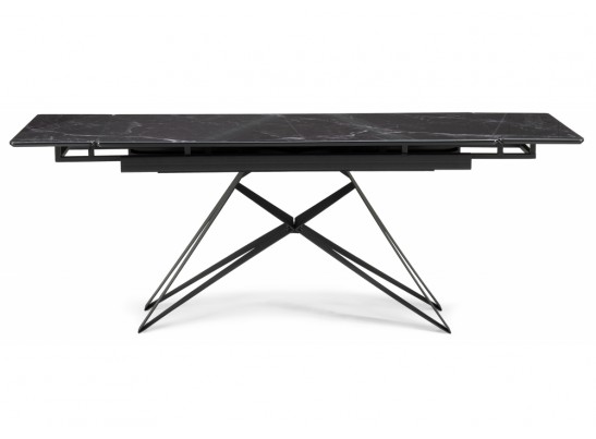 Стеклянный стол Блэкберн 140(200)х80 черный мрамор / черный в Каменске-Уральском
