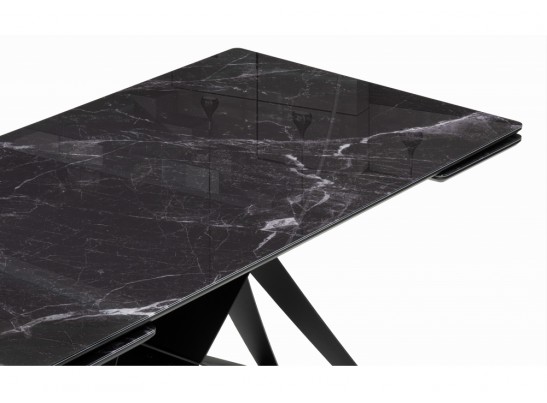 Стеклянный стол Блэкберн 140(200)х80 черный мрамор / черный в Каменске-Уральском