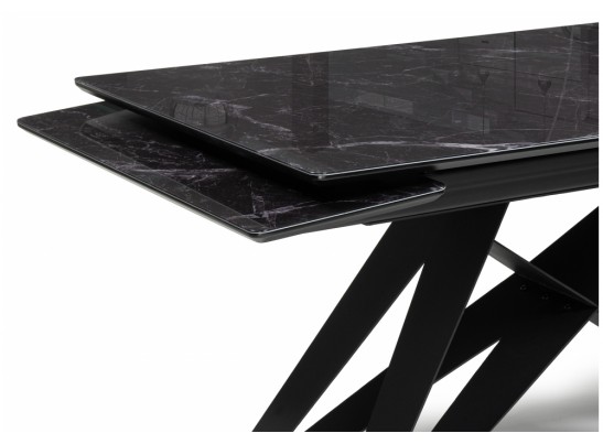Стеклянный стол Блэкберн 140(200)х80 черный мрамор / черный в Каменске-Уральском