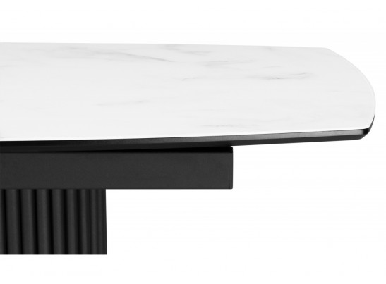 Стеклянный стол Фестер 140(180)х80 кристл статуарио / черный в Каменске-Уральском