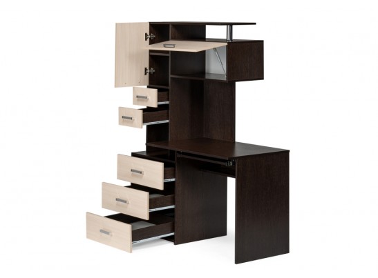 Стол компьютерный Джаз-17 правый 130х60х166,8 венге / дуб молочный в Каменске-Уральском